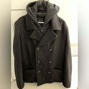 Men’s Apt 9 Black Peacoat with Detachable Hood